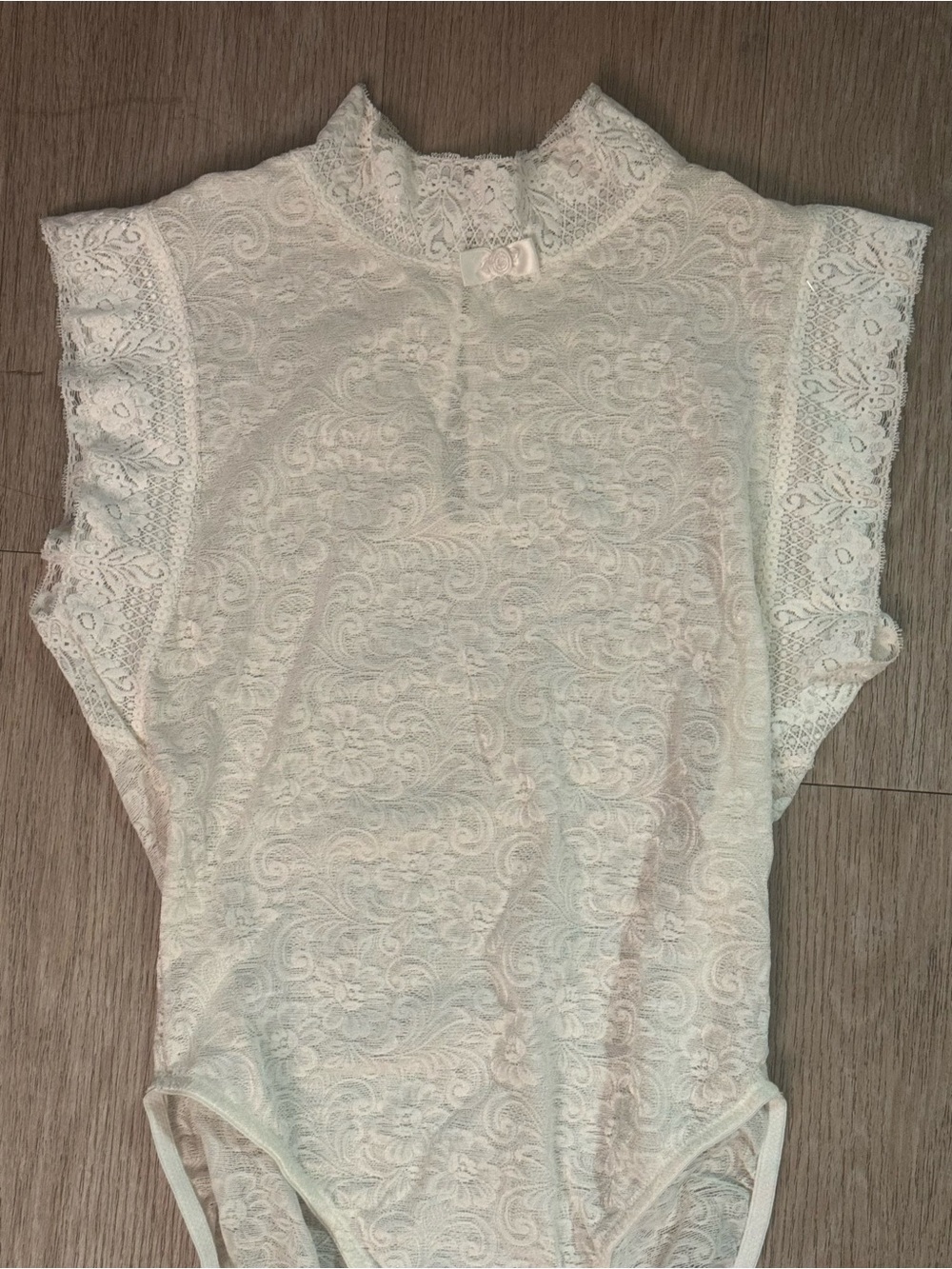 VTG Oscar de la Renta Lingerie Lace Mock Neck Bodysuit Teddy Style 11815 34 NWOT